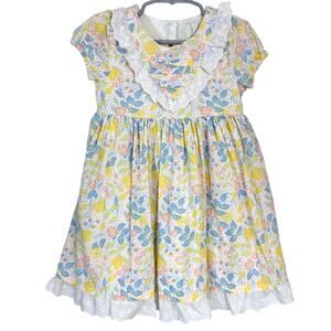 Joie Girls Floral Cotton Spring Easter Lace Trim Dress Size 4T